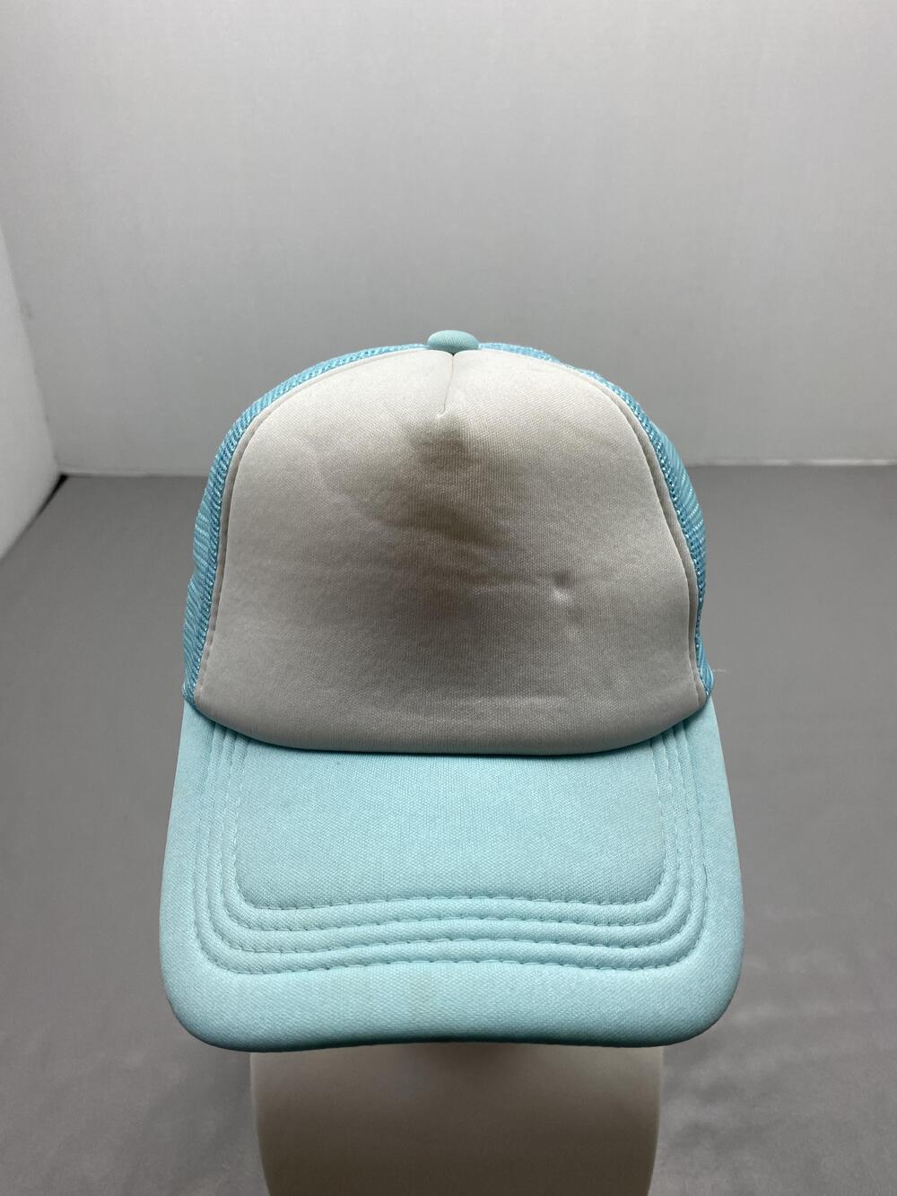 Hat Cap Strap Back One Size Blue Trucker Mesh Back Adjustable Breathable Mens